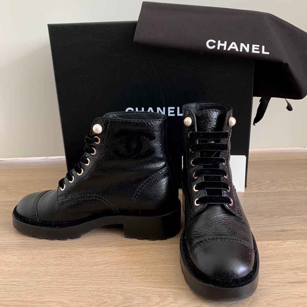 CHANEL Black Combat Booties